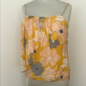 Country Road floral silk side zip camisole tank XS